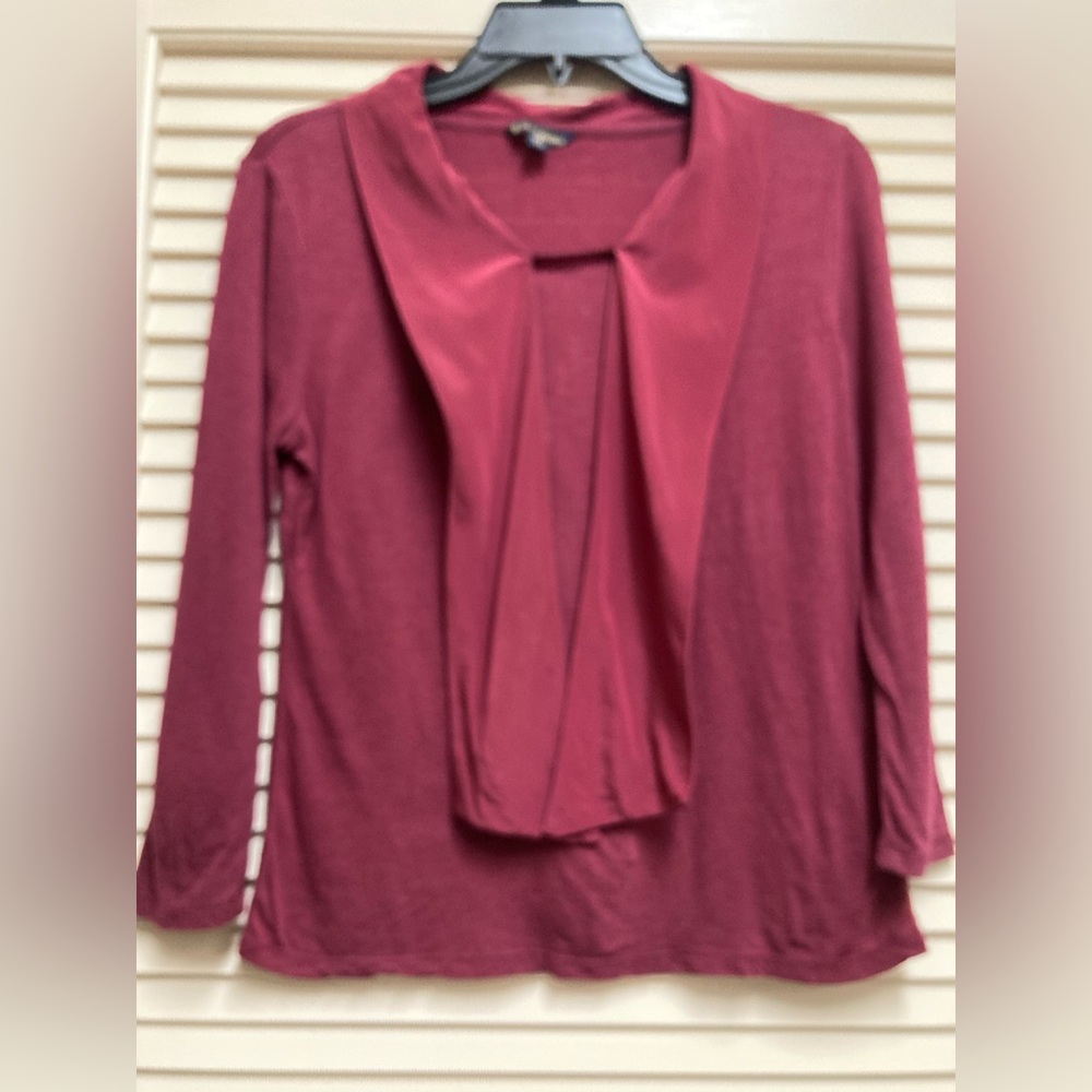 Brooks Brothers Womens XS 3/4 sleeve Blouse Burgundy